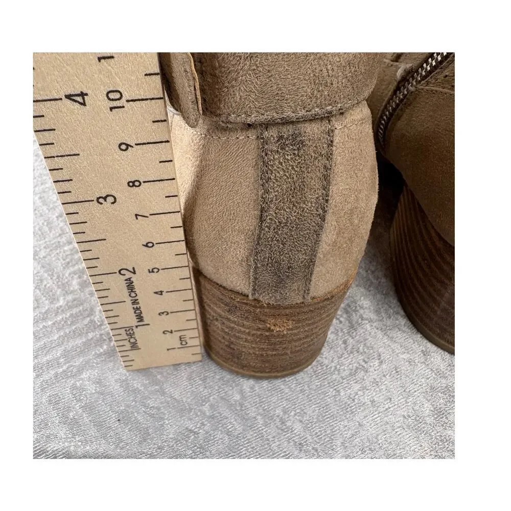 Reports Womens Ankle Boots Tan Size 8.5 Suede Bootie Perforated Coastal Cowgirl